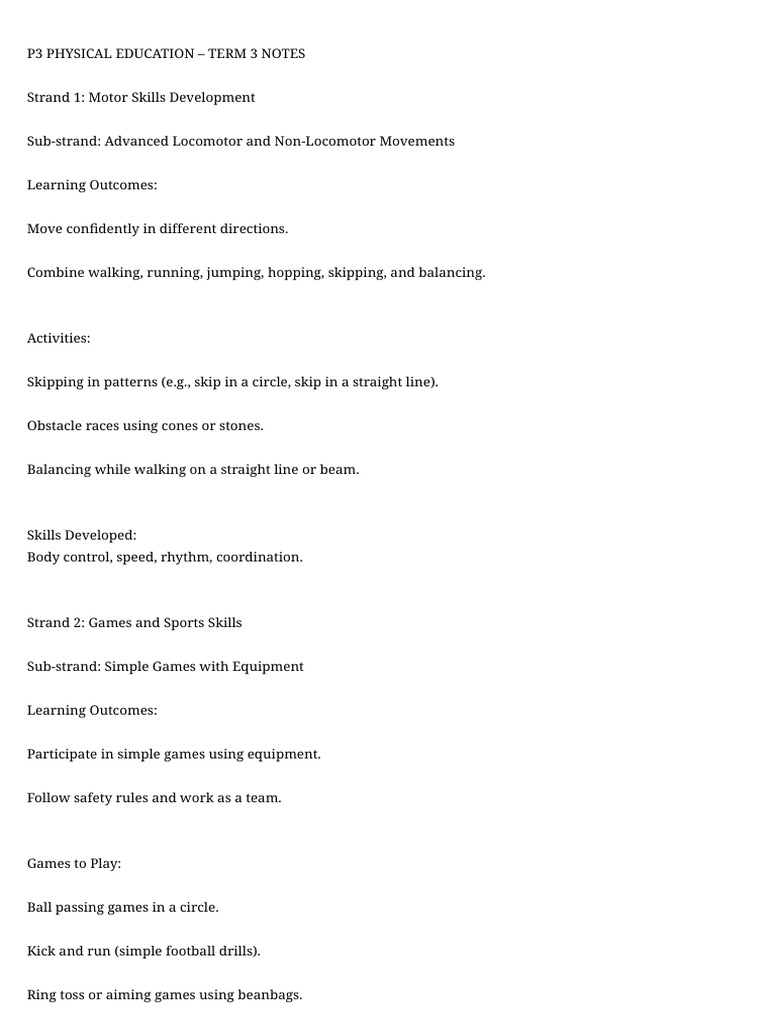 P3 notes PE term three pdf | PDF