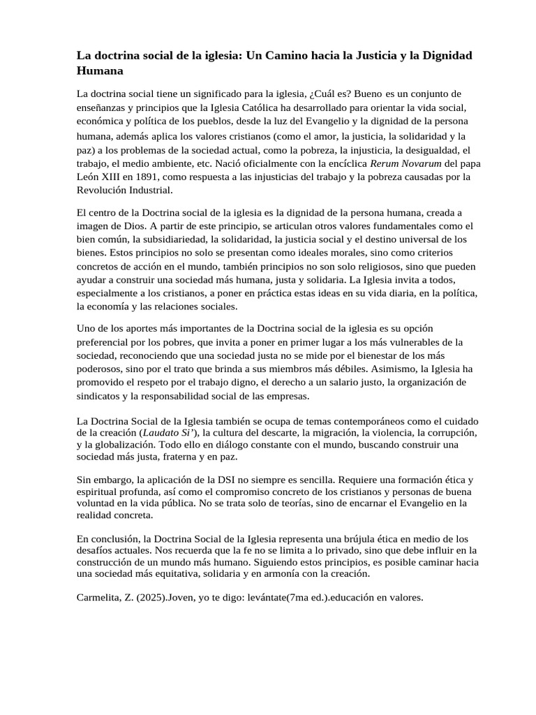 Doctrina Social de la Iglesia: Justicia y Dignidad | PDF | Doctrina ...