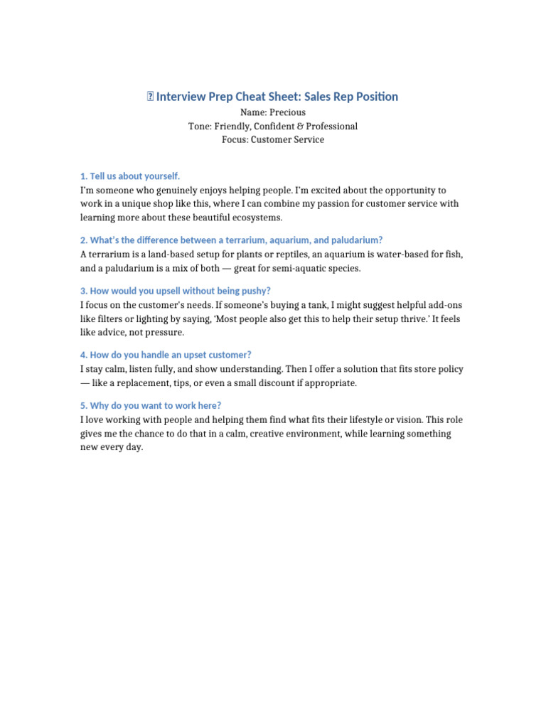 Updated Interview Cheatsheet Precious Pdf Vivarium