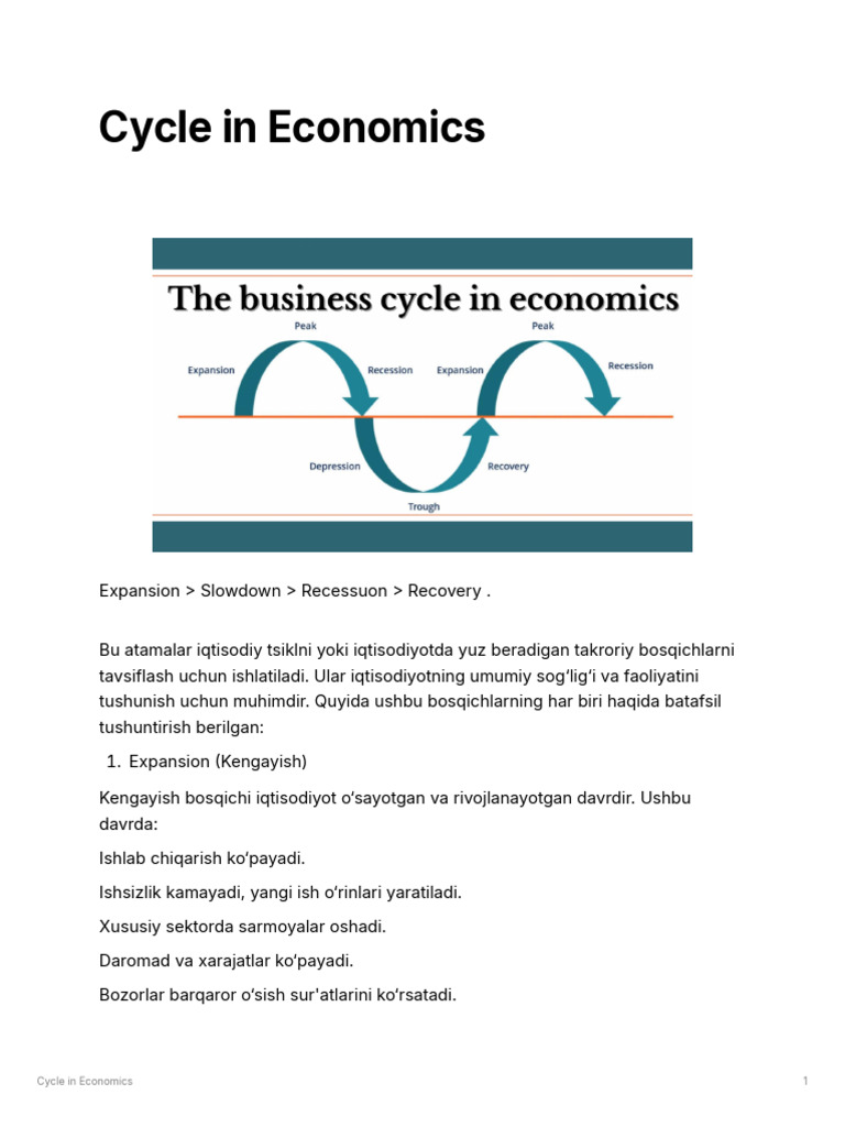 Cycle in Economics | PDF