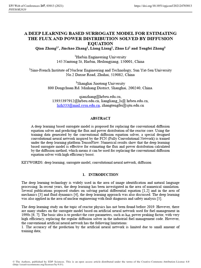 Deep Learning Surrogate Model for Reactor Flux | PDF | Deep Learning ...
