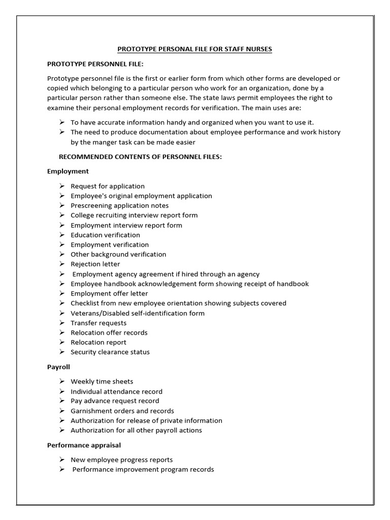 Staff Nurse Prototype Personnel File | PDF | Clinical Medicine | Health ...