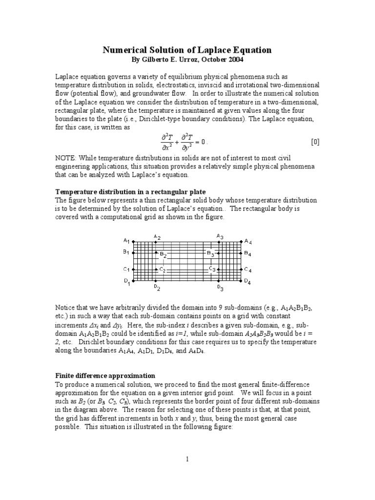 Numerical Solutions of Laplace Equation | PDF | Divergence | Gradient