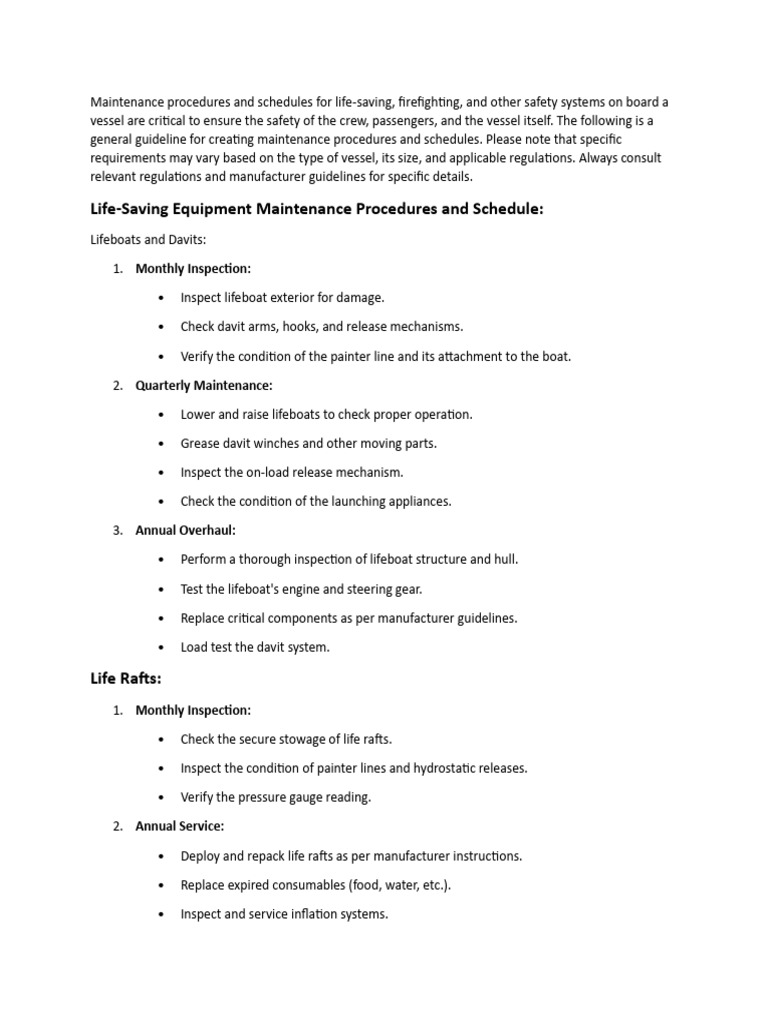 C 1.4 LSA Checklist Maintenance Plan | PDF