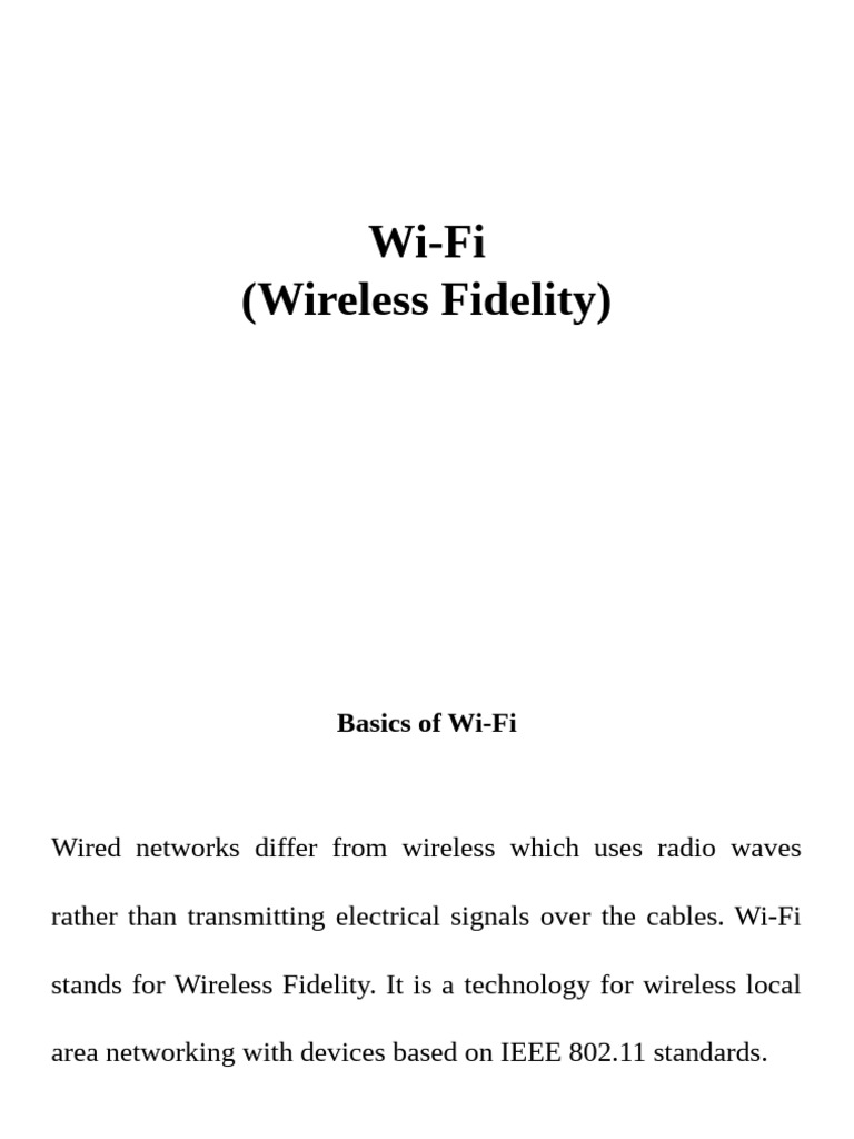 Wi-Fi Basics: Connectivity and Features | PDF | Wireless Lan | Wi Fi