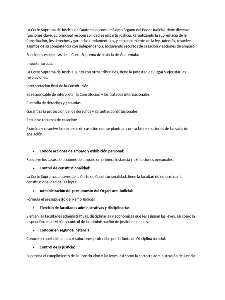 Funciones de la Corte Suprema y Jueces en Guatemala | PDF | Judicaturas ...