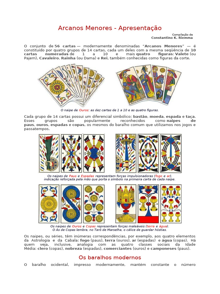 Significado dos Arcanos Menores | PDF | Tarô | Cartas de baralho
