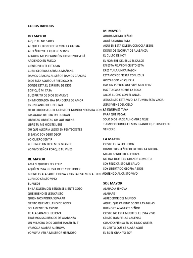 Coros de Alabanza y Júbilo | PDF | Cristo (título) | Jesús