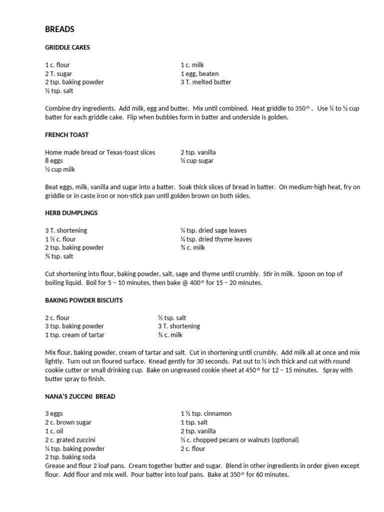 Easy Bread and Dessert Recipes | PDF | Baking | Salad