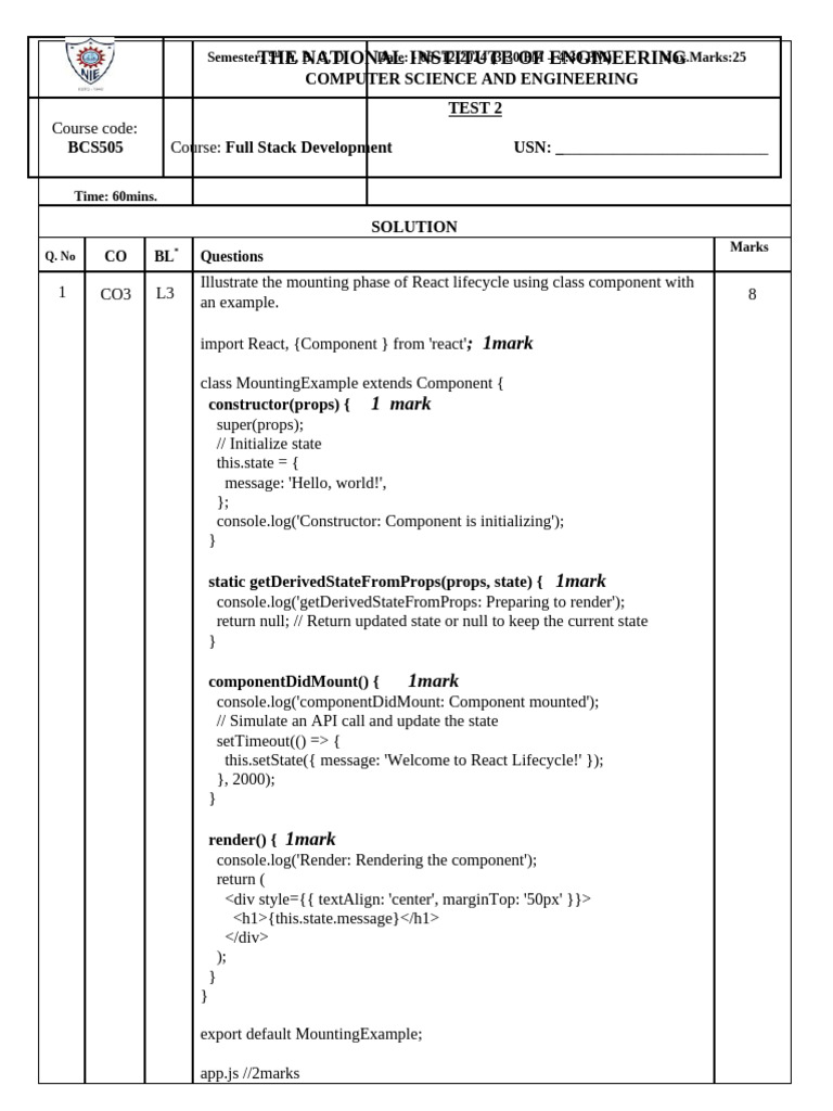 React Lifecycle and Node.js Examples | PDF | Computer Programming ...