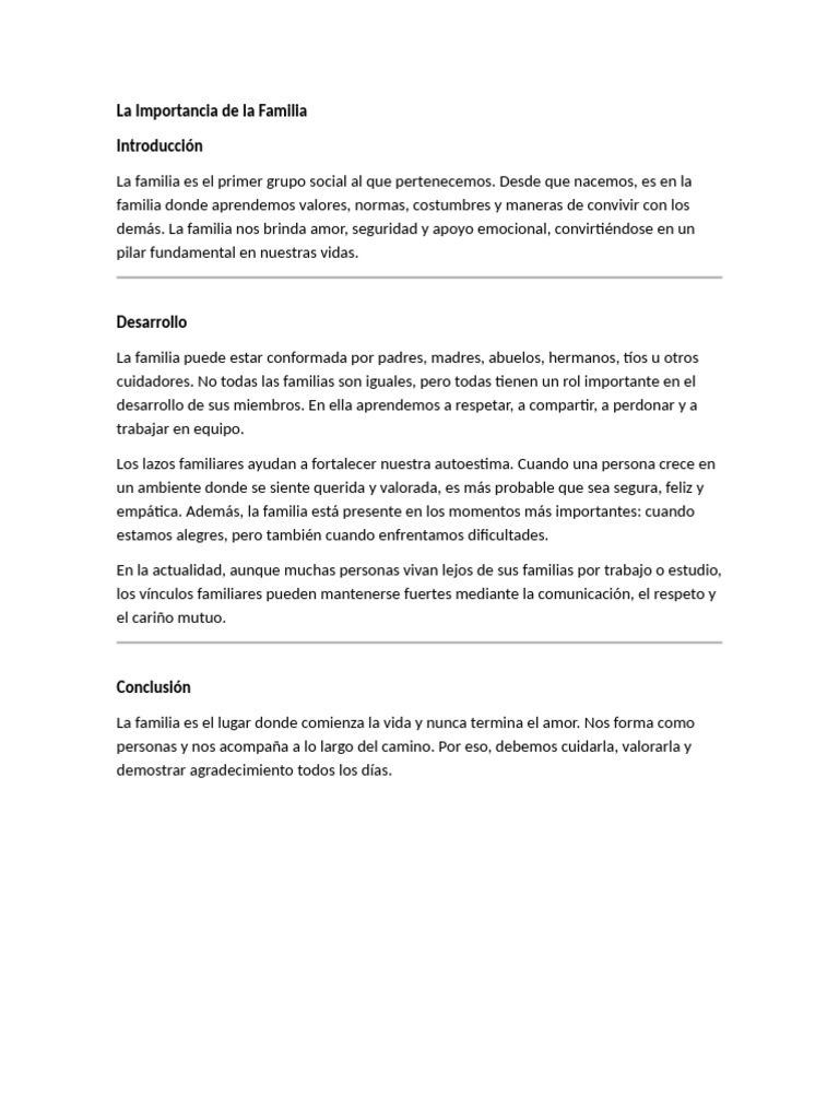 La Importancia de la Familia en la Vida | PDF