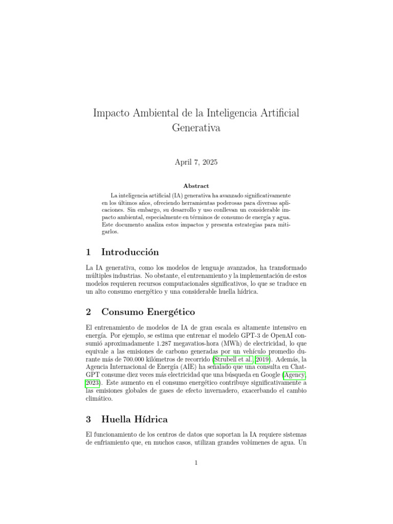 Impacto Ambiental de la IA Generativa | PDF | Inteligencia artificial ...