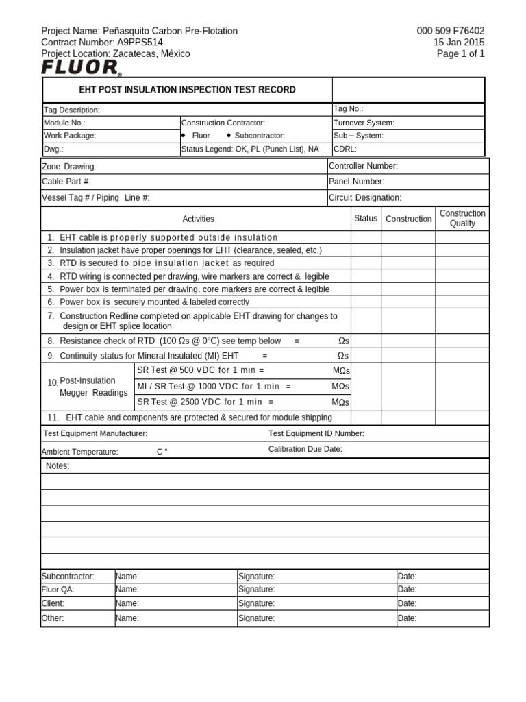 Peñasquito EHT Insulation Inspection Report | PDF