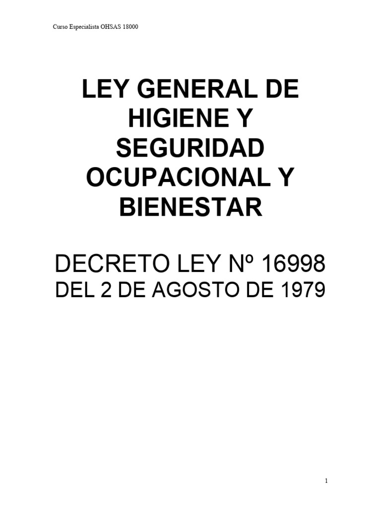 Ley General de HSOB 16998 | PDF | Seguridad y salud ocupacional ...