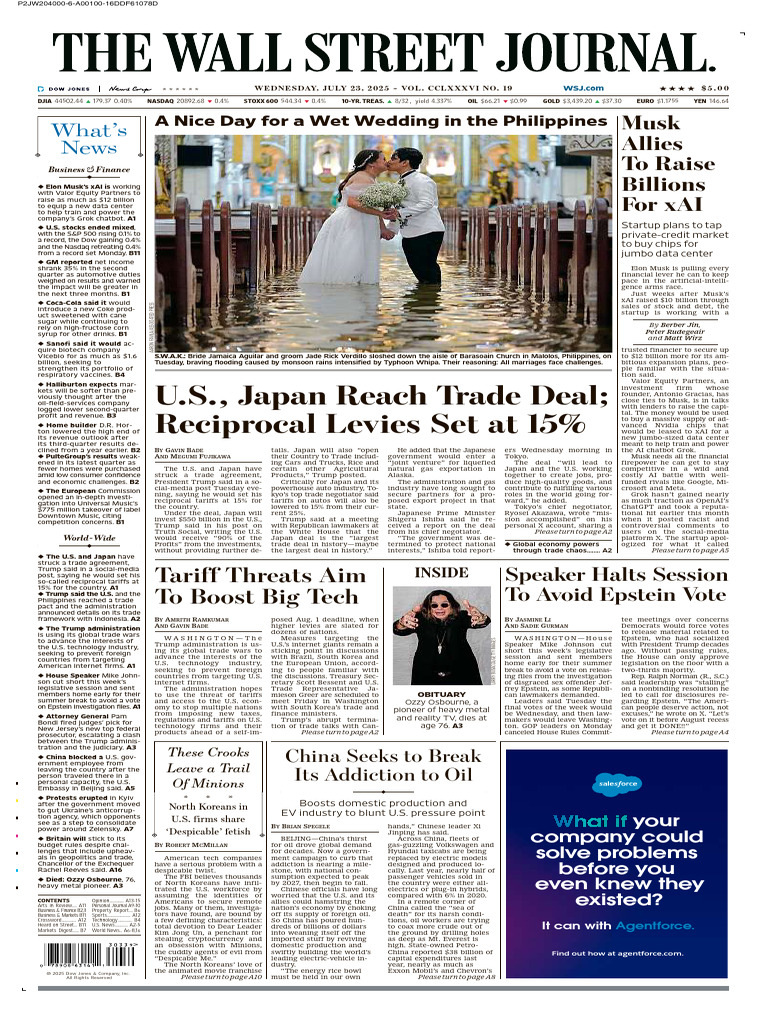 WSJNewsPaper 7-23-2025 | PDF | Exports | Donald Trump