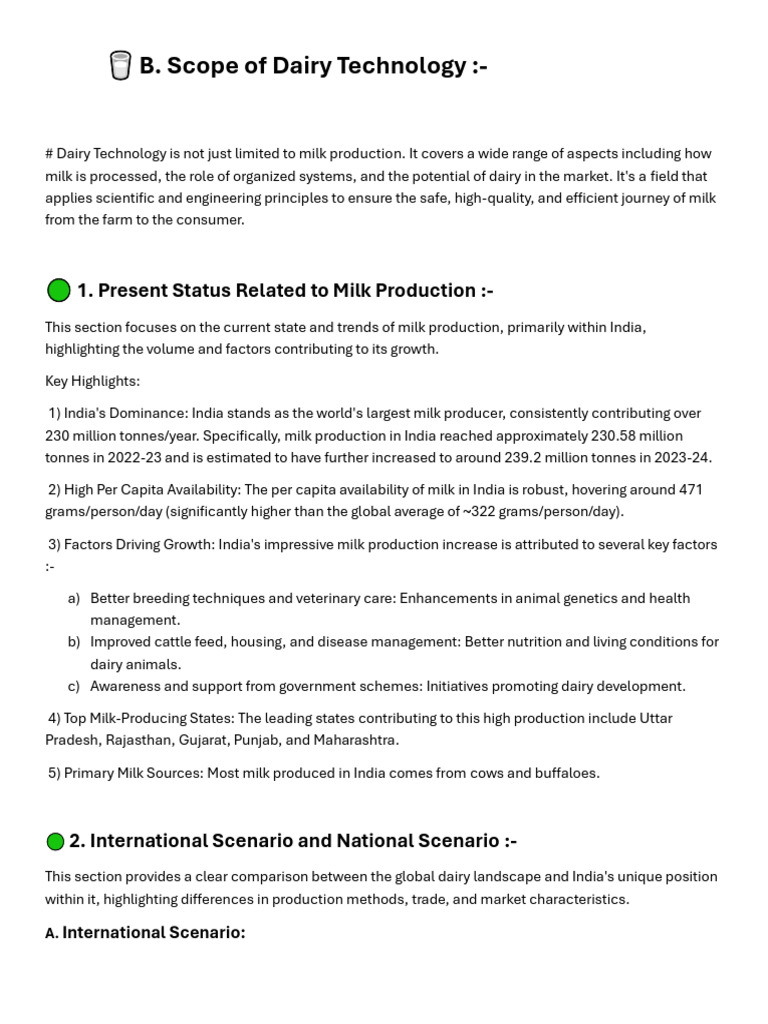Scope of Dairy Technology in India | PDF | Dairy | Milk