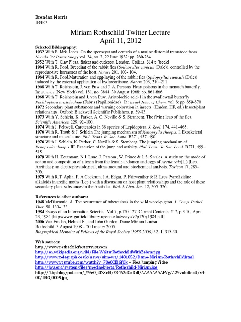 Miriam Rothschild References | PDF | Zoology | Insects