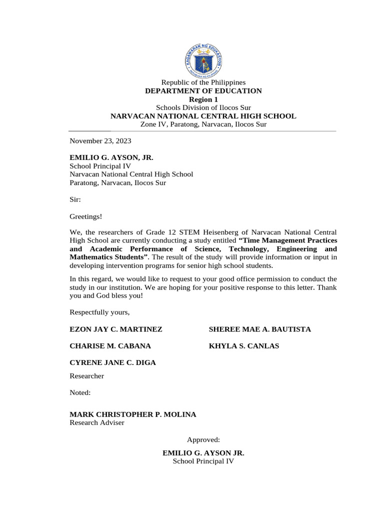 Time Management Study Request for STEM Students | PDF