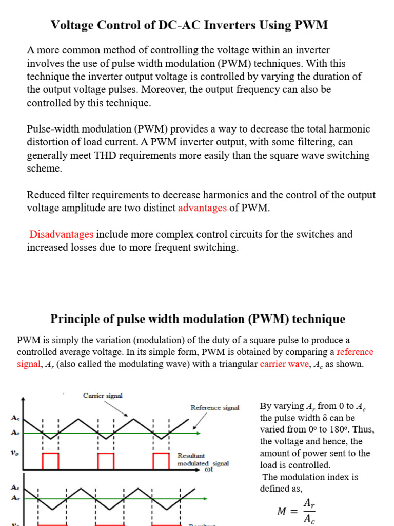 Voltage Control of Inverters Using PWM | PDF | Power Inverter | Signal ...