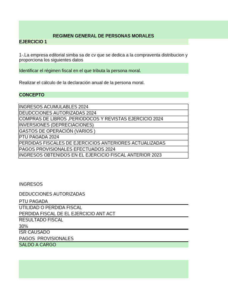 Cálculo ISR Anual Personas Morales 2024 | PDF | Impuesto sobre la renta ...