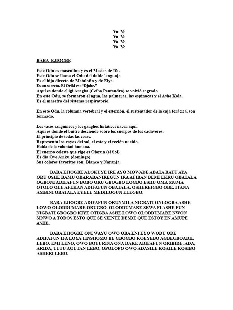 Baba Eyiogbe en Inglés | PDF