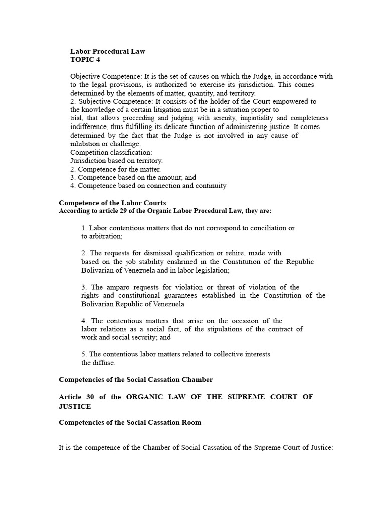 Understanding Labor Court Competence | PDF | Jurisdiction | Lawsuit