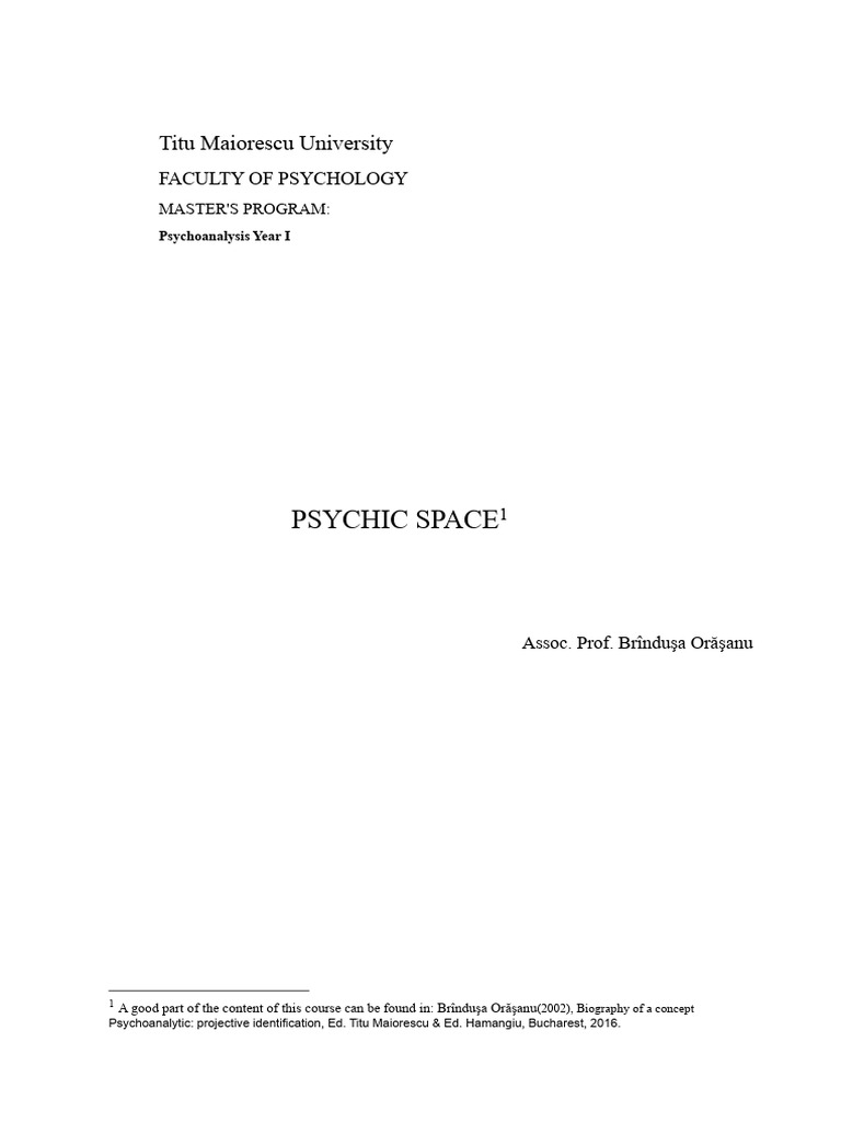 The Psychoanalytic Process and The Psychic Space | PDF | Psychoanalysis ...
