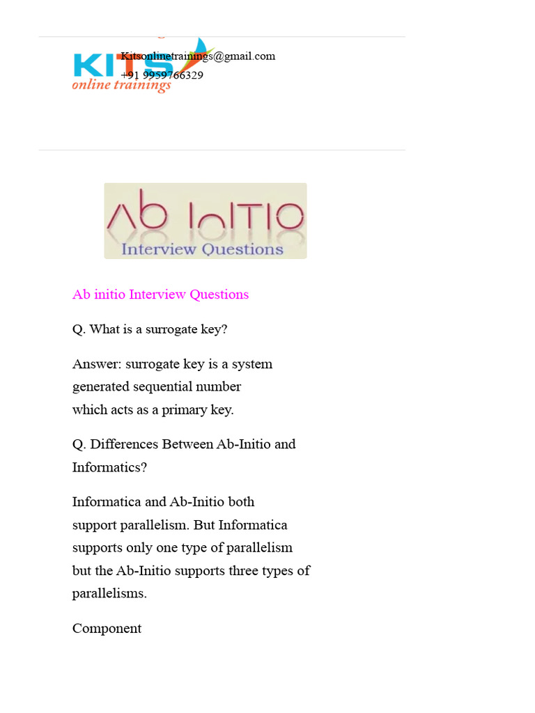 Ab Initio Interview Questions & Answers | PDF | Parameter (Computer ...