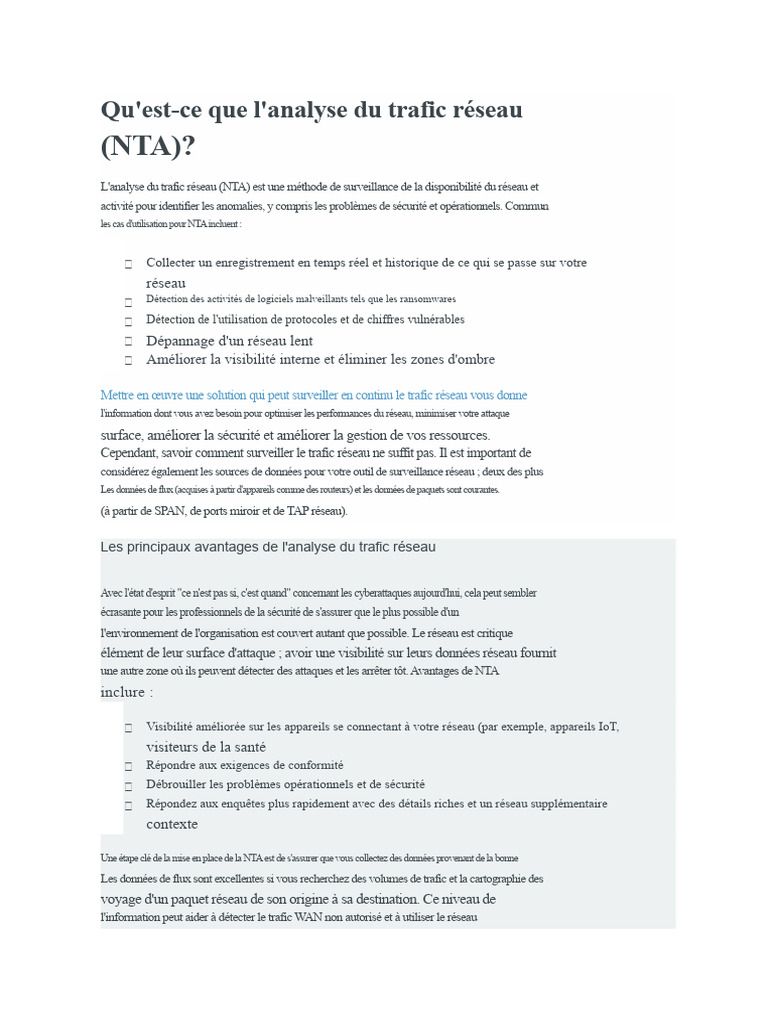 Importance de l'analyse du trafic réseau | PDF | Sécurité | Sécurité ...