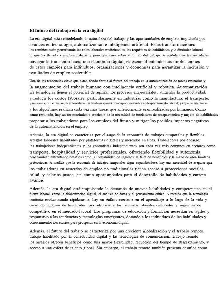 El Futuro Del Trabajo en La Era Digital | PDF | Sustentabilidad ...