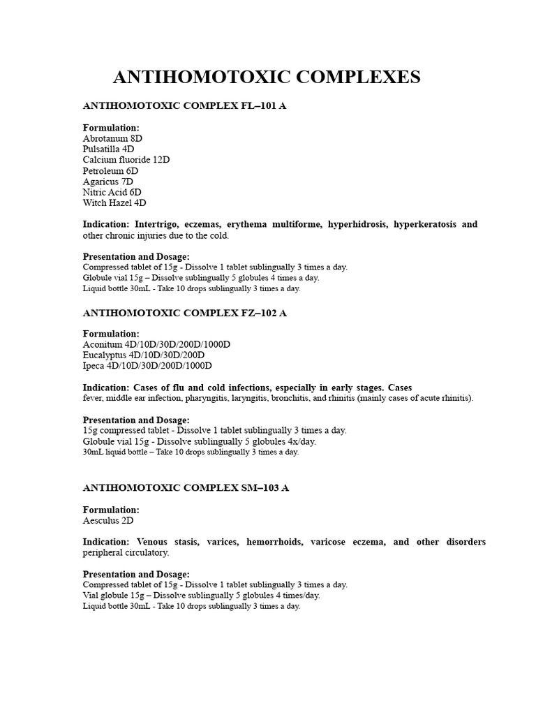 Antihomotoxic Complexes: Formulations & Uses | PDF | Tablet (Pharmacy ...