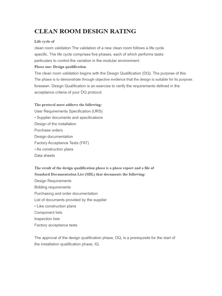 Stages of Clean Room Qualification | PDF | Verification And Validation
