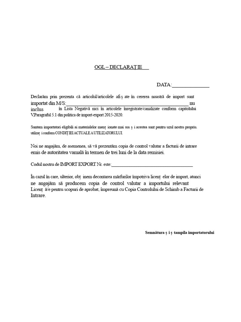 Declarația OGL | PDF