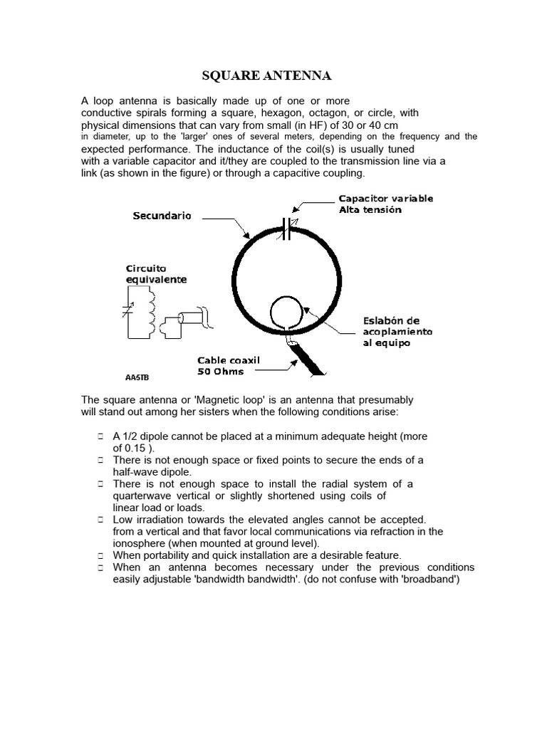 Square Loop Antenna Overview and Performance | PDF | Antenna (Radio ...