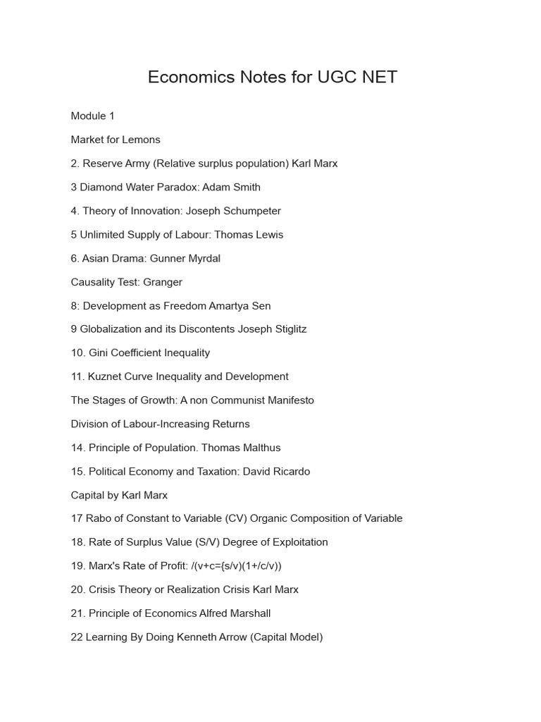 UGC NET Economics Study Guide | PDF | Economics | Economies