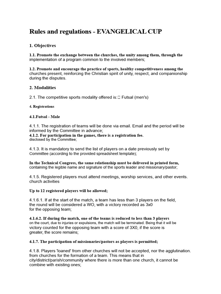 Evangelical Cup Futsal Rules and Guidelines | PDF | Team Sports ...