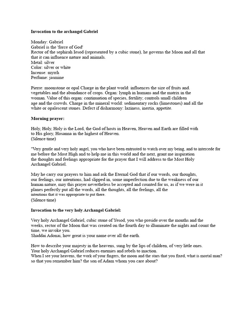 Invocation Prayers to Archangels Gabriel and Samael | PDF | Glory ...