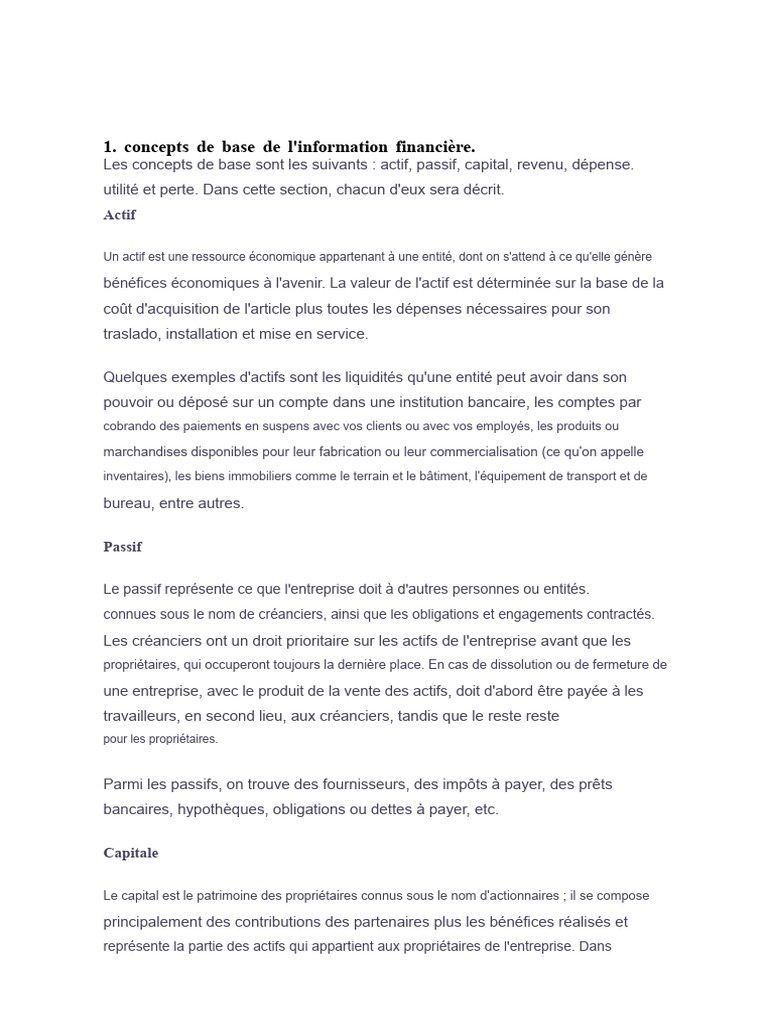 Concepts clés de l'information financière | PDF | Comptabilité | Normes ...