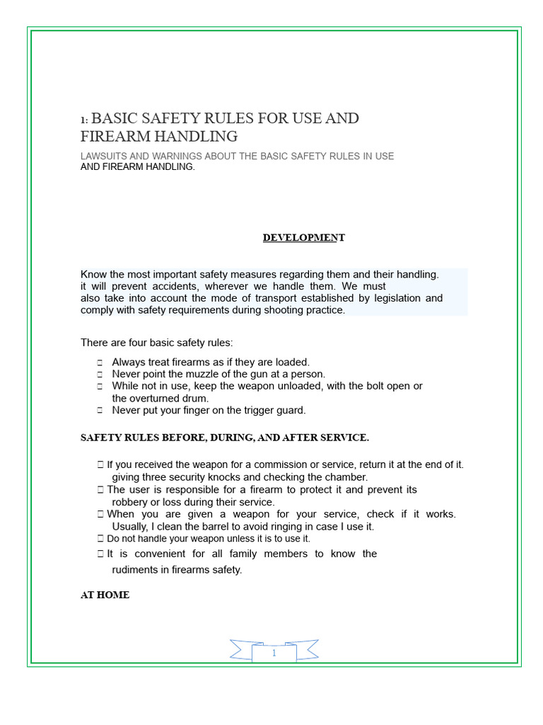 Firearm Safety and Handling Rules | PDF | Firearms | Cartridge (Firearms)