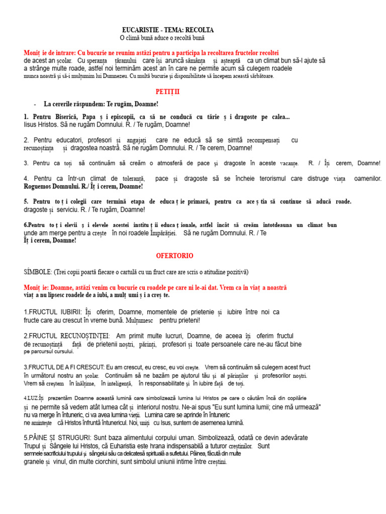 Euharistia Recolta | PDF