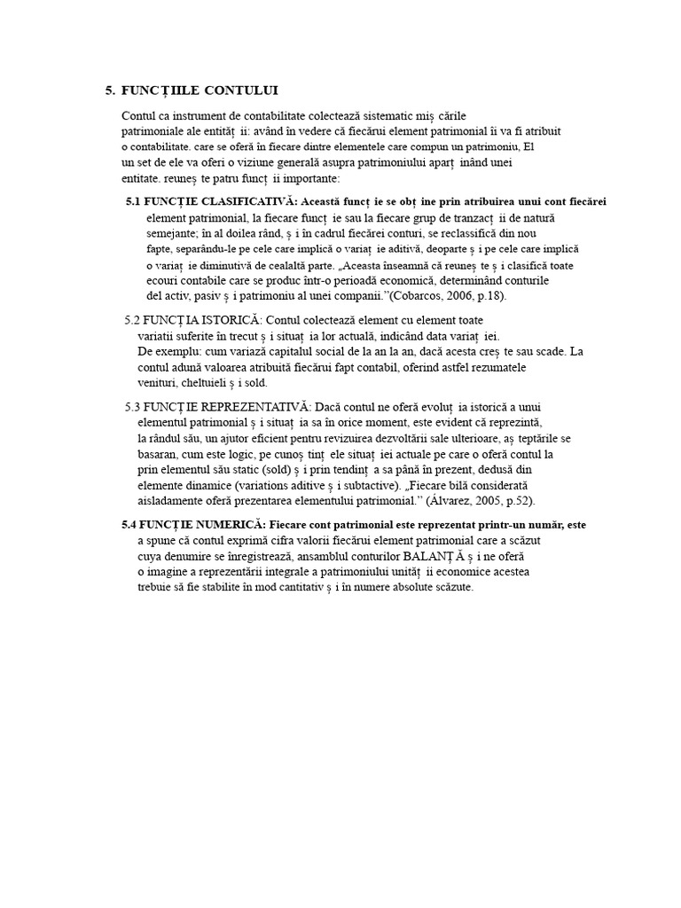 Funcțiile Contului | PDF