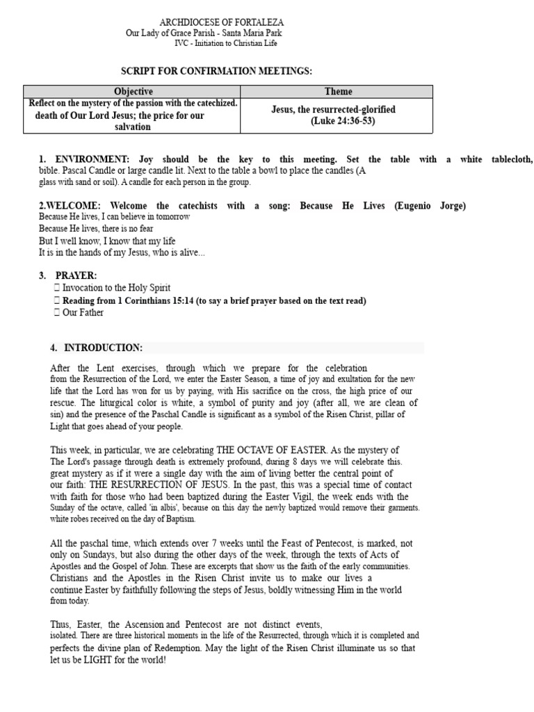 Confirmation Meeting Script for Easter | PDF | Resurrection Of Jesus ...