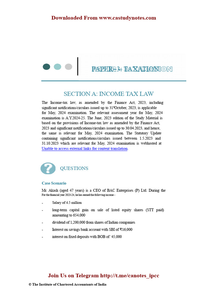 CA Inter Taxation RTP May 2024 Castudynotes Com | PDF | Capital Gains ...
