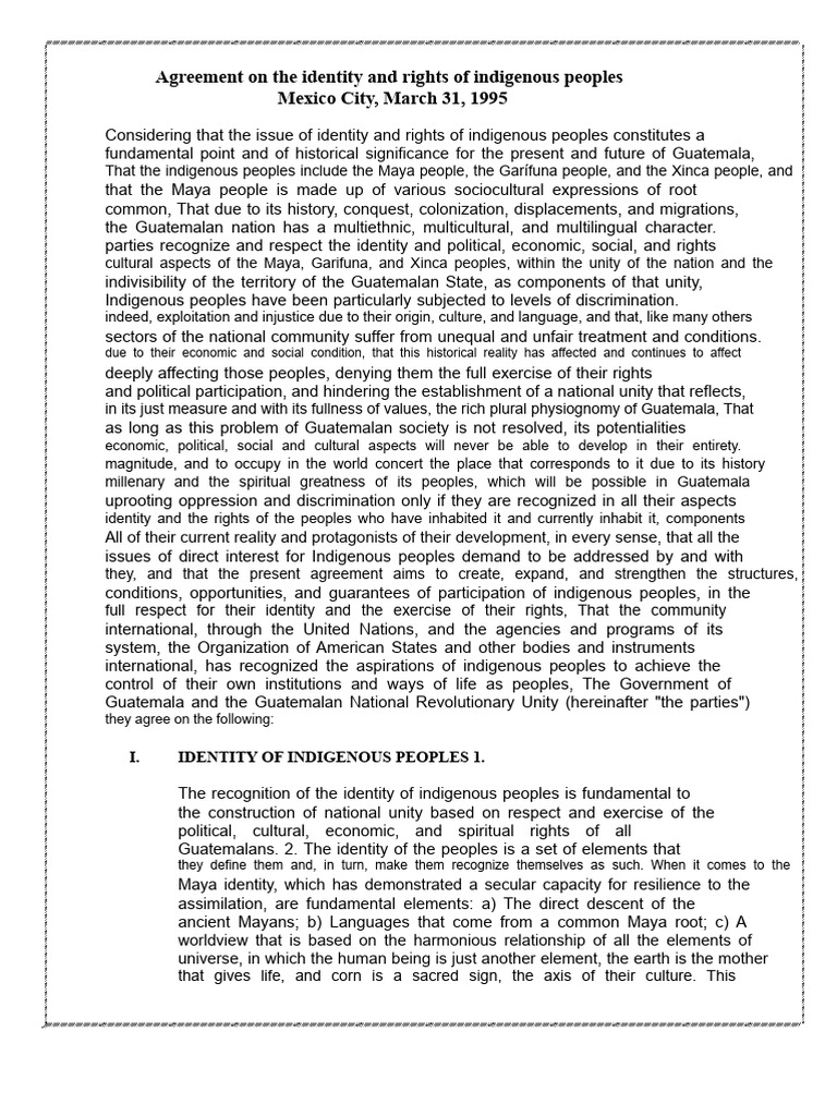 Agreement On Identity and Rights of Indigenous Peoples | PDF | Maya ...