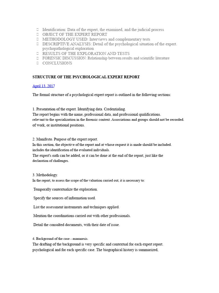 Forensic Psychological Report Structure | PDF | Psychology | Methodology