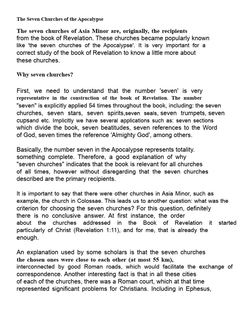 Understanding the Seven Churches of Revelation | PDF | Book Of ...