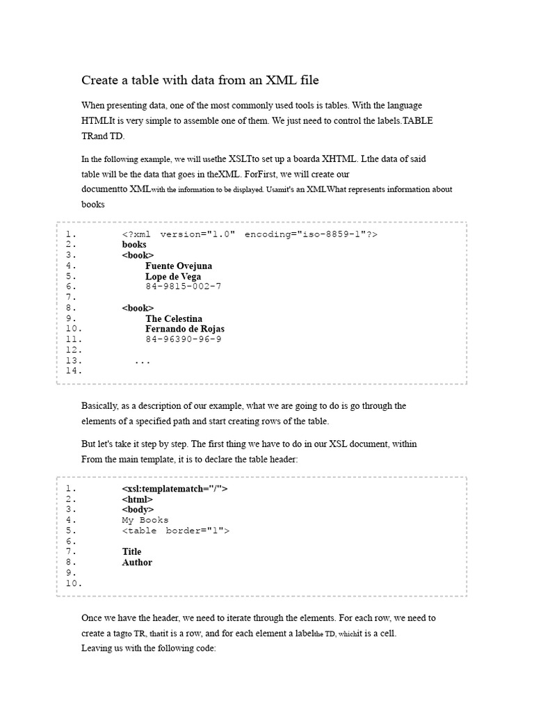 Creating XML Tables with XSLT | PDF | Xslt | Xml