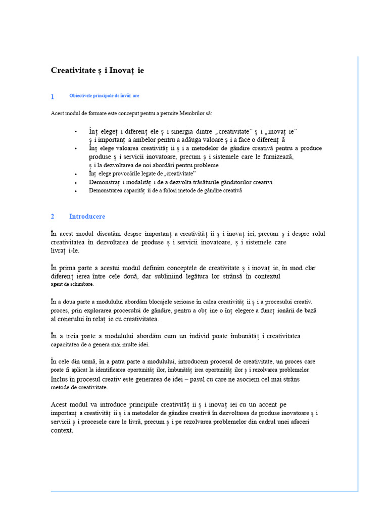 Modul de Formare În Creativitate | PDF