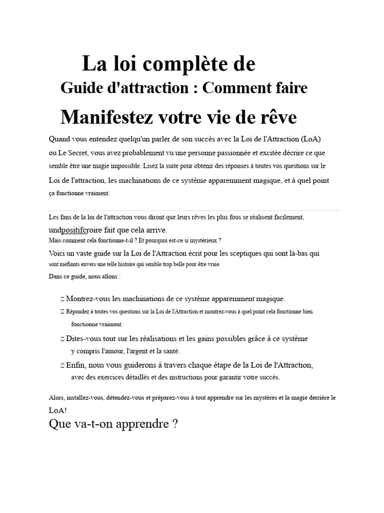 Guide complet sur la Loi de l'Attraction | PDF | Loi de l'attraction ...