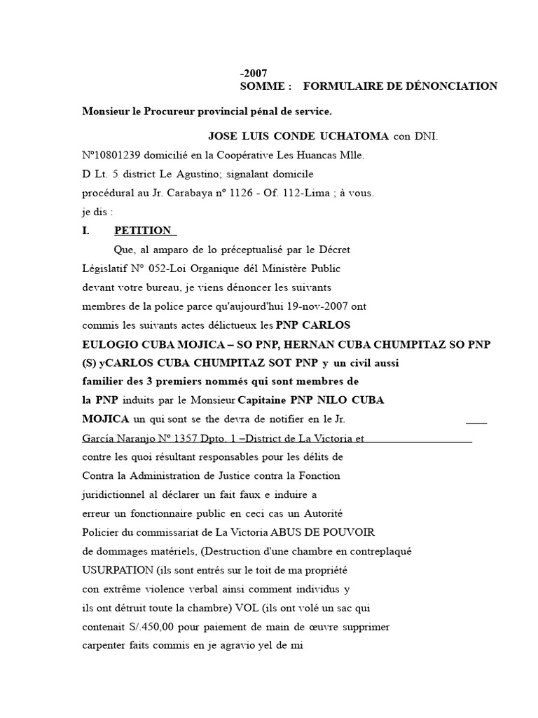 Dénonciation d'abus de pouvoir policier | PDF | Loi commune | Loi ...